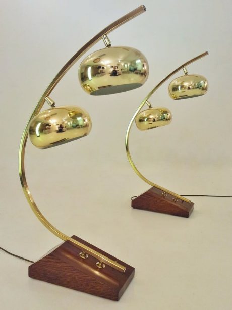 Pair of vintage Italian gold metal Arco table lamps c.1970's