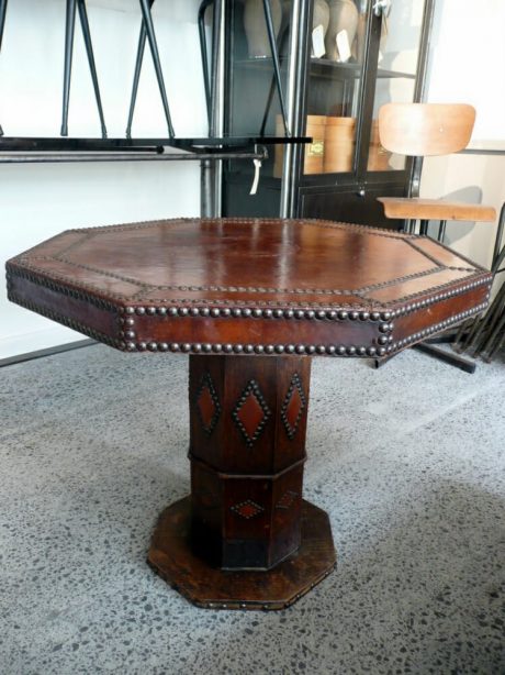 Deco French studded Leather top table