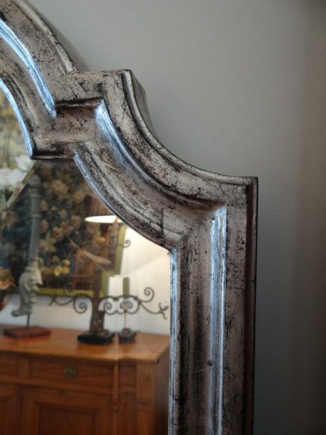 Tall narrow antique silver leaf mirror c.1900