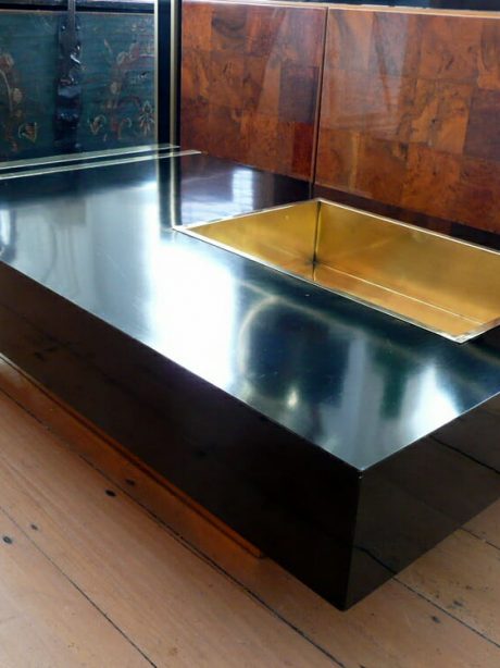 Willy Rizzo designed black and brass coffee table c.1970