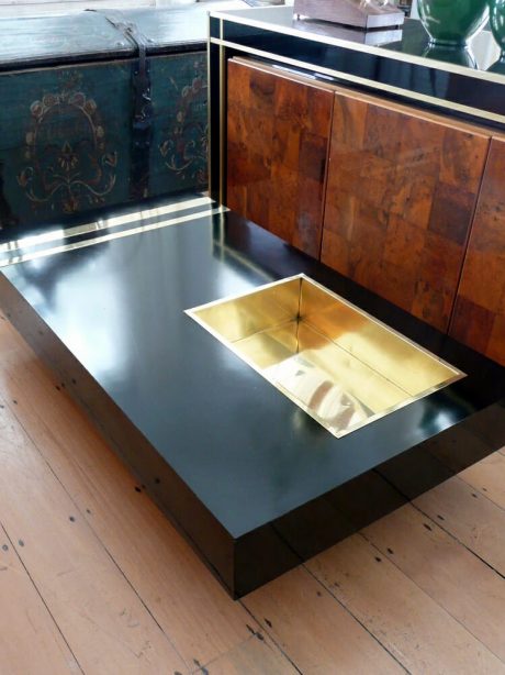 Willy Rizzo designed black and brass coffee table c.1970