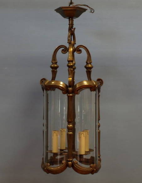 Early 20th century four light hanging bronze lantern