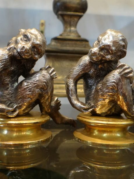 1950's Silver plated bronze monkey
