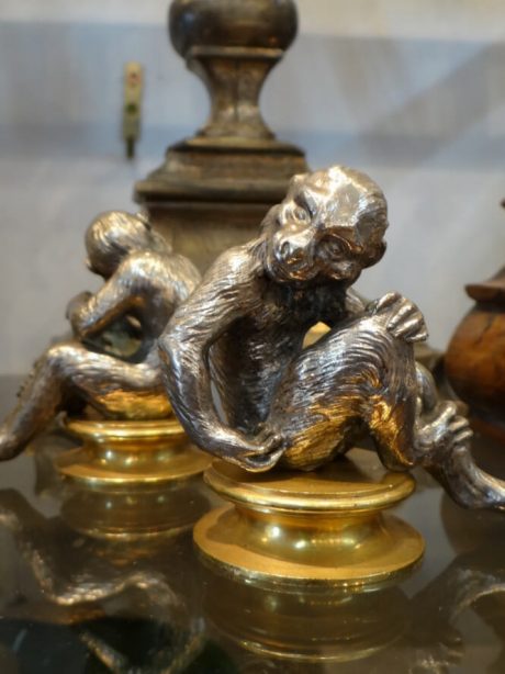 1950's Silver plated bronze monkey