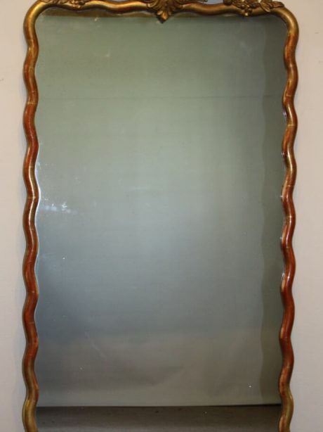 Antique French gilt mirror with wave frame c.1900