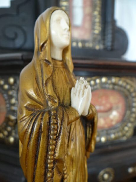 Gilded bronze and ivory statue of Praying Saint c.1900