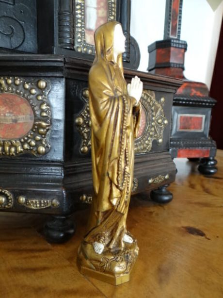 Gilded bronze and ivory statue of Praying Saint c.1900