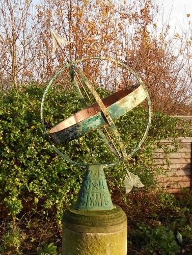 Astrological armillary metal and copper sphere c.1970