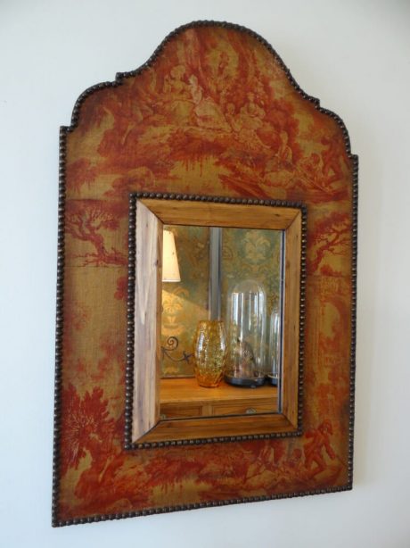 French mid century Toile de Jouy mirror