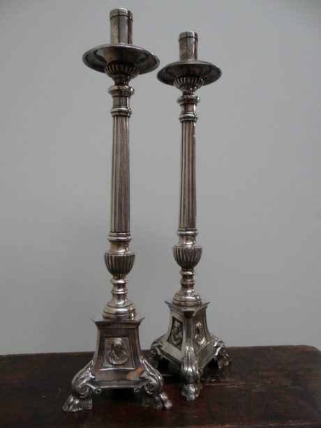 Antique Spanish silver plated candlesticks c.1910
