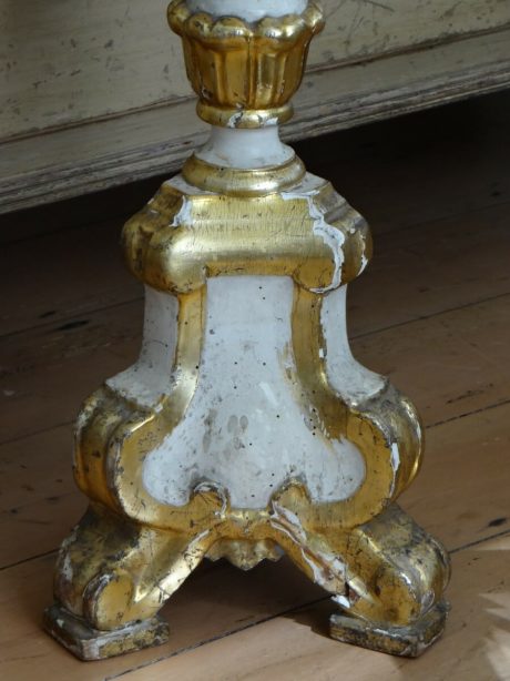 Louis XIV gilt painted wooden spades-candlestick