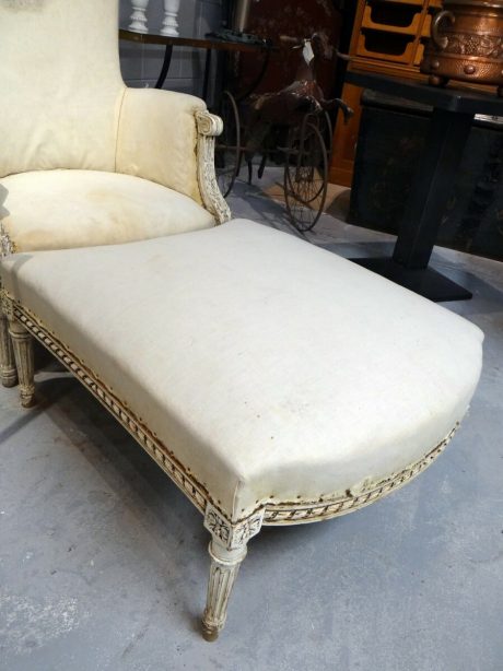 Early 20th century Louis XVI fauteuil and matching stool