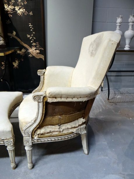 Early 20th century Louis XVI fauteuil and matching stool