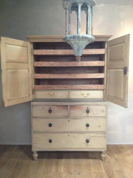 Early 19th century English kitchen cupboard in original paint