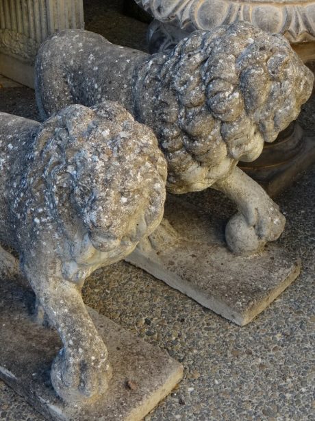 Pair of reconstituted stone lions
