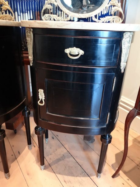 Pair of LXVI bedside cabinets with bronze mirrors c.1920 - 30