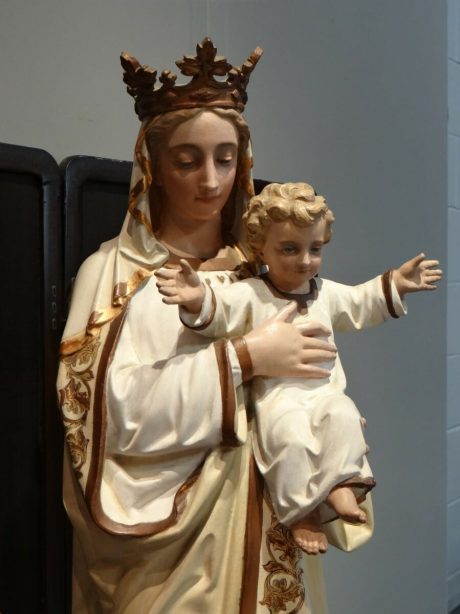 19th century French plaster Madonna and child statue c.1890