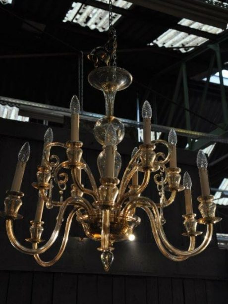 1950's Murano gold glass chandelier