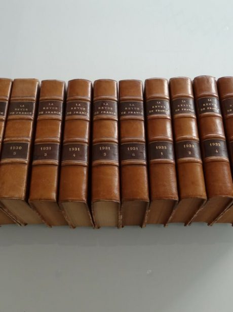 Set of antique French leather bound books