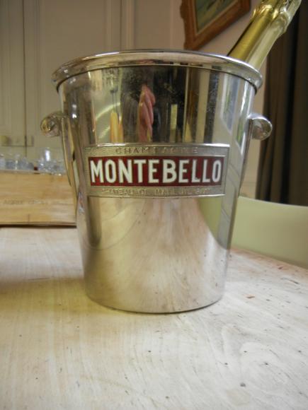 French champagne buckets with enamelled labels
