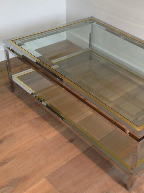 Top quality Brass and chrome coffee table c. 1970