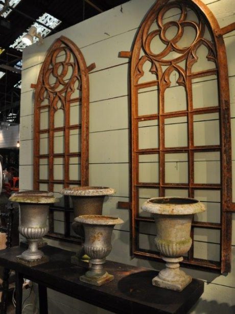 Pair of gothic style metal windows c. 1900