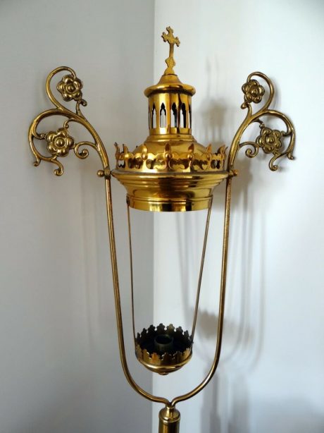 Antique brass religious processional lantern c. 1900