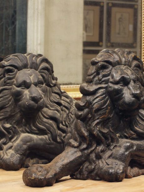 English Antique Coalbrookdale Lions c.1860