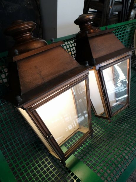 Pair of French Copper wall lanterns c.1940
