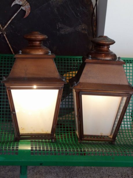 Pair of French Copper wall lanterns c.1940