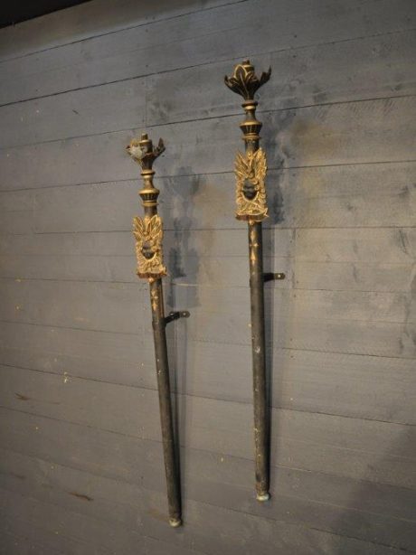 Pair of ebonised and gilded wooden and zinc candlesticks c.1880