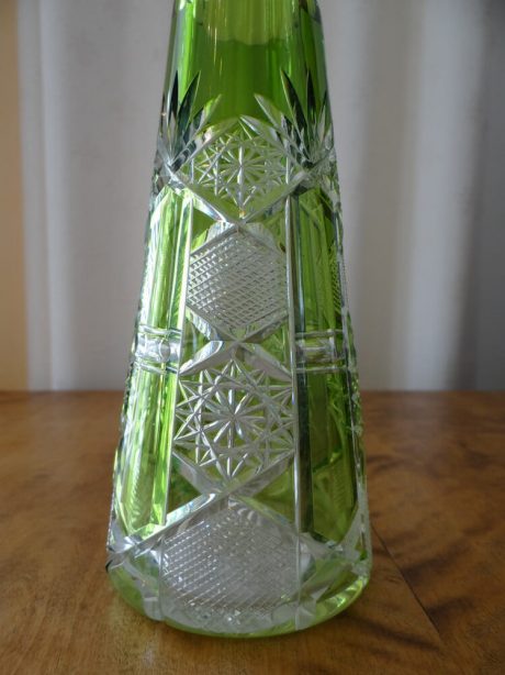 Lime Val St Lambert crystal  double etched carafe c.1940