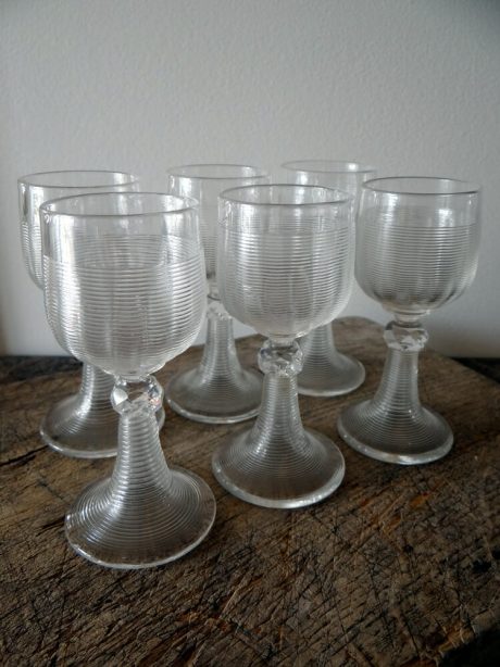 19th century Liege crystal wine glasses