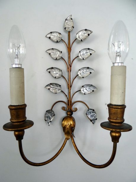 Pair of gilded metal wall appliques c.1950