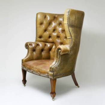 English Leather wing chair c.1900