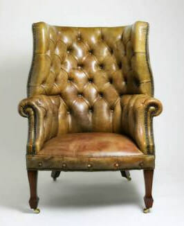 English Leather wing chair c.1900