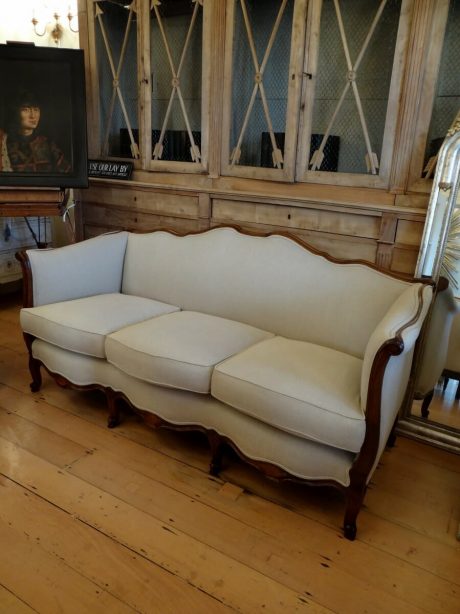 Louis XV style three seater walnut sofa c.1900