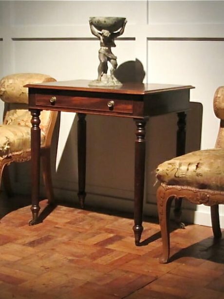 Pair of 1950's or earlier stools with roll ends