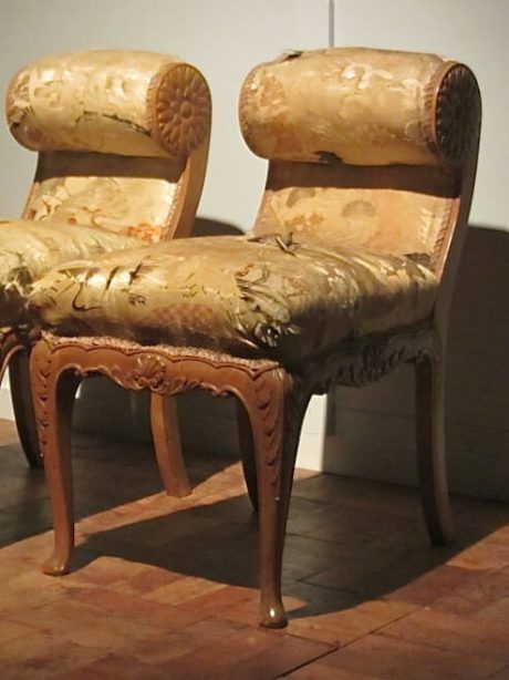 Pair of 1950's or earlier stools with roll ends