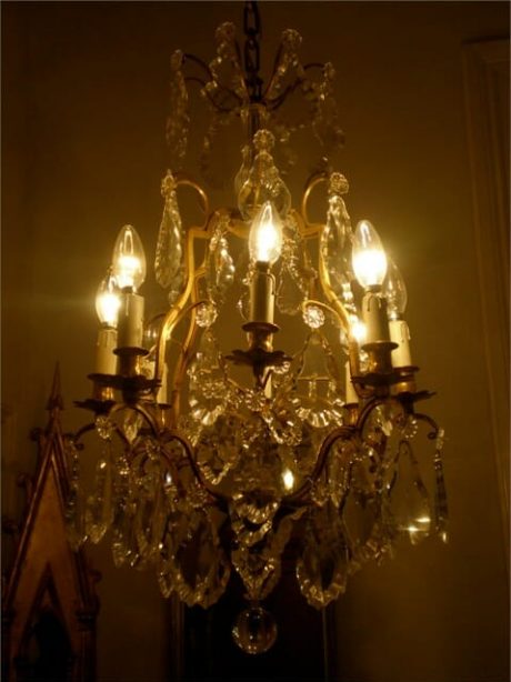 French gilded bronze crystal chandelier c.1900 - 1930