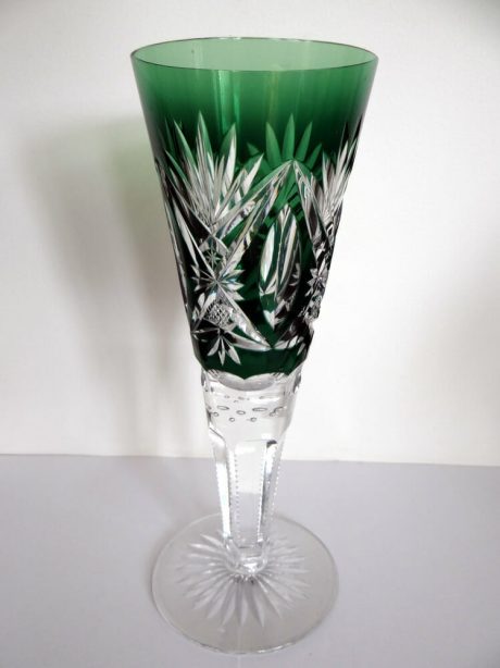 Green double etched Val St Lambert vase