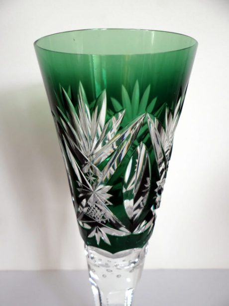 Green double etched Val St Lambert vase