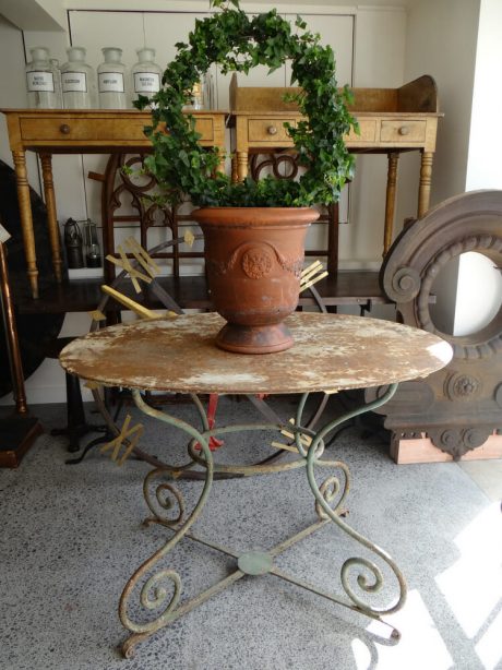 A wonderful oval iron garden table c.1840