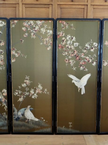 Antique Chinese four panel silk screen c.1900 - 1920