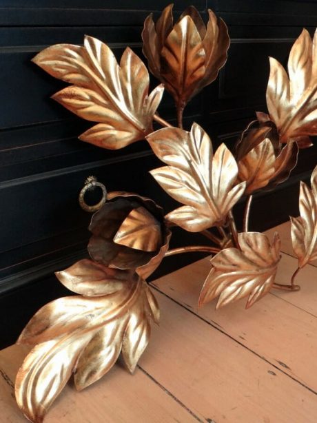 Gilded metal magnolia wall light c.1970