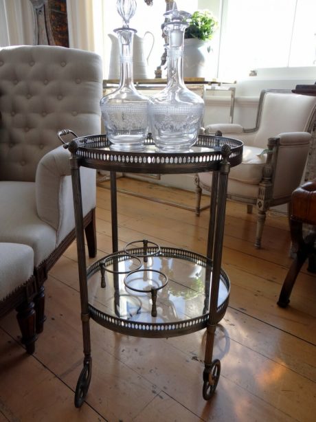 Silvered metal cocktail dessert trolley