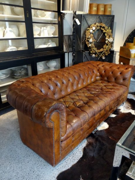 1930's English Leather chesterfield