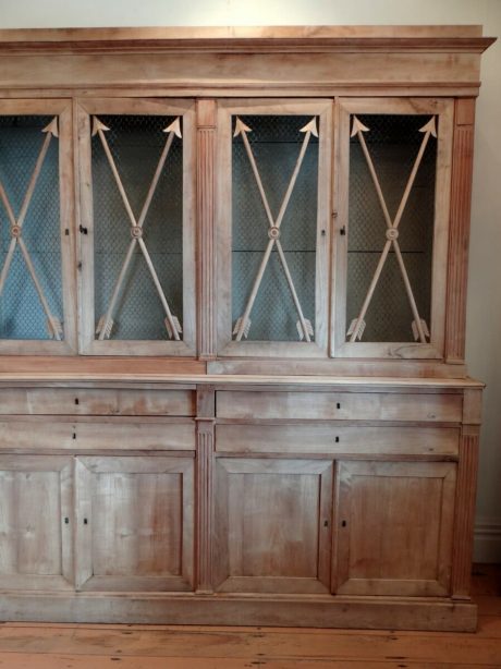 19th century French walnut library bookcase cabinet