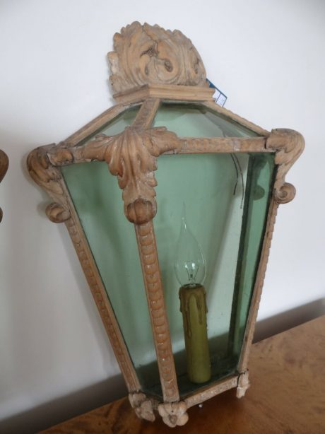 Excellent pair of Italian carved limewood lanterns c.1880