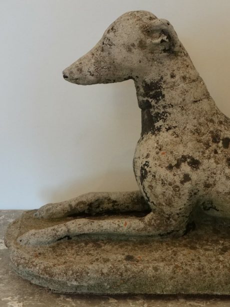 Pair of English reconstituted stone whippets c.1970